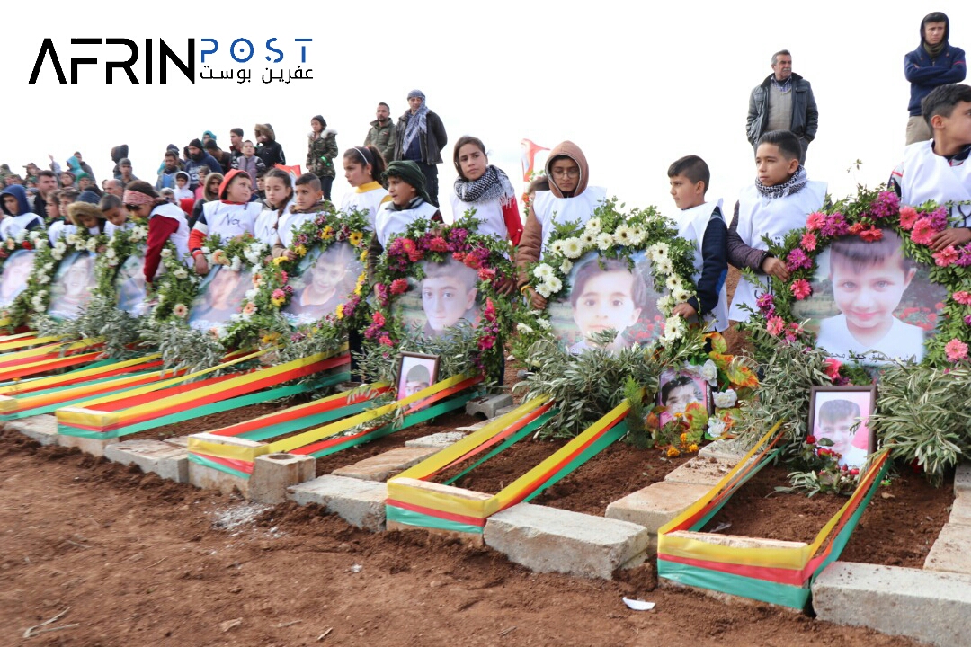 The displaced people of Afrin with Al-Shahba people remember the children of the Tel Rifaat massacre in the fortieth day of their death