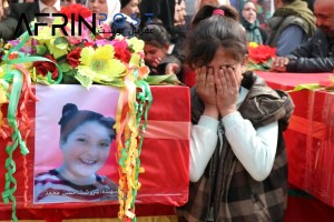 Displaced people of Afrin are taking part in the funeral ceremonies of the martyrs of the 