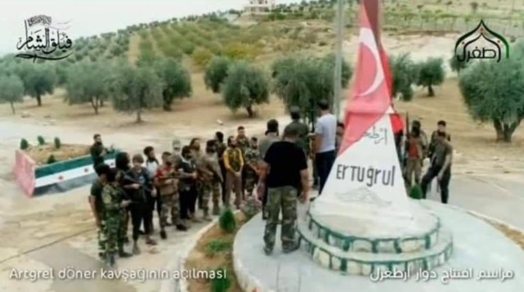 The occupation tools in dividing Syria are establishing the “Ertugrul Roundabout” in Afrin countryside