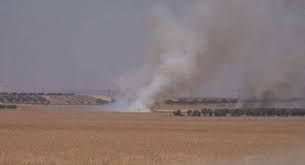Turkish shelling leads to fires in agricultural fields, in al-Shahba and Al-Bab city