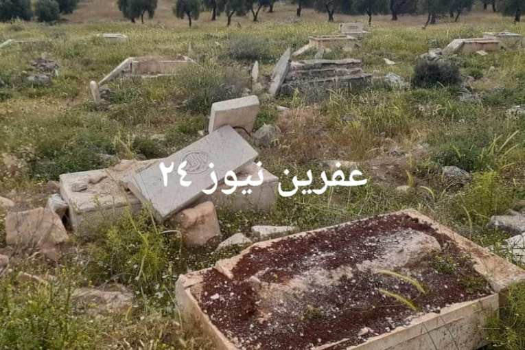 IDPs, brought in by Turkey, steal tombstones in Afrin