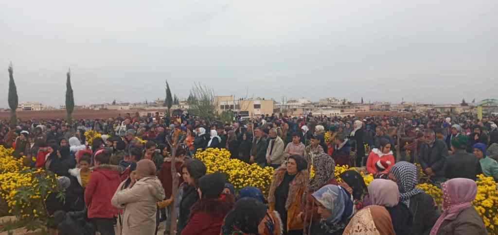 Afrin IDPs mourn five fighters of Afrin Liberation Forces in Al-Shahba