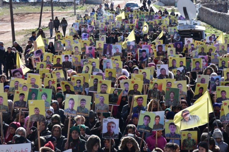 Li Şehbayê xwepêşandaneke girseyî li dijî dagirkeriya Tirkî ji Efrînê re hat birêxistinkirin